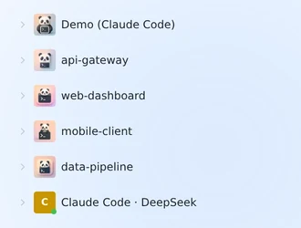 The connection list in the PandaNpc sidebar